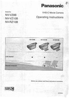 Panasonic NV VZ 9 manual. Camera Instructions.